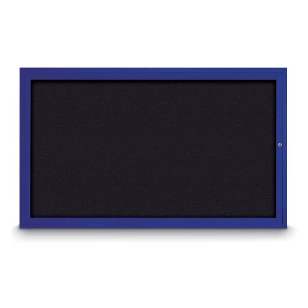 Slim Enclosed Corkboard, 24"x36", Satin Alum Frame/Amethyst